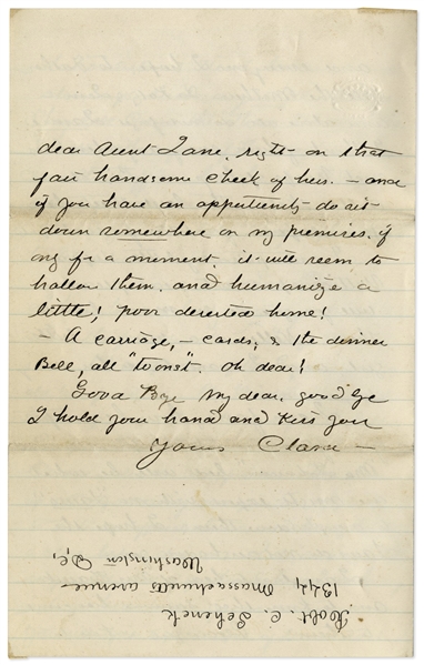 Clara Barton Autograph Letter Signed to Dr. Harriet N. Austin, a Pioneer in Women's Health -- ''...he is...declared to be, 'incurable', all of which I do not take at its full value...''
